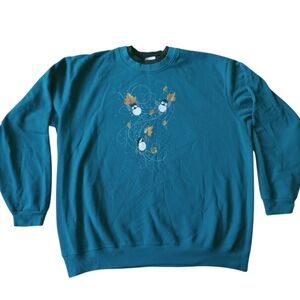 Country Store Leaves And Birds Glitter Grandma Sweatshirt Sz XL